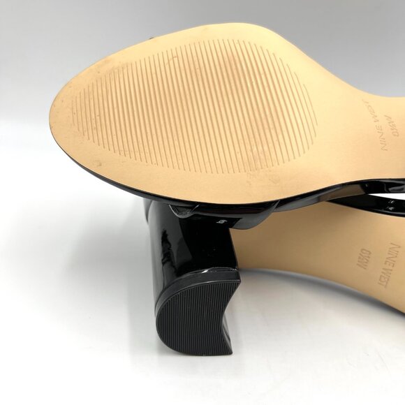 8.5W 8.5 WIDE WIDTH Nine West Pruce 3 Black Patent Block Heels Sandals‎ Shoes - Picture 10 of 15